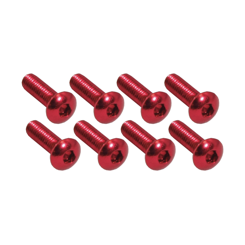 BOULONS DE PARE BRISE ROUGES  8 pièces  : VIS À TÊTE BOMBÉE, ÉCROUS ET JOINT EN NYLON