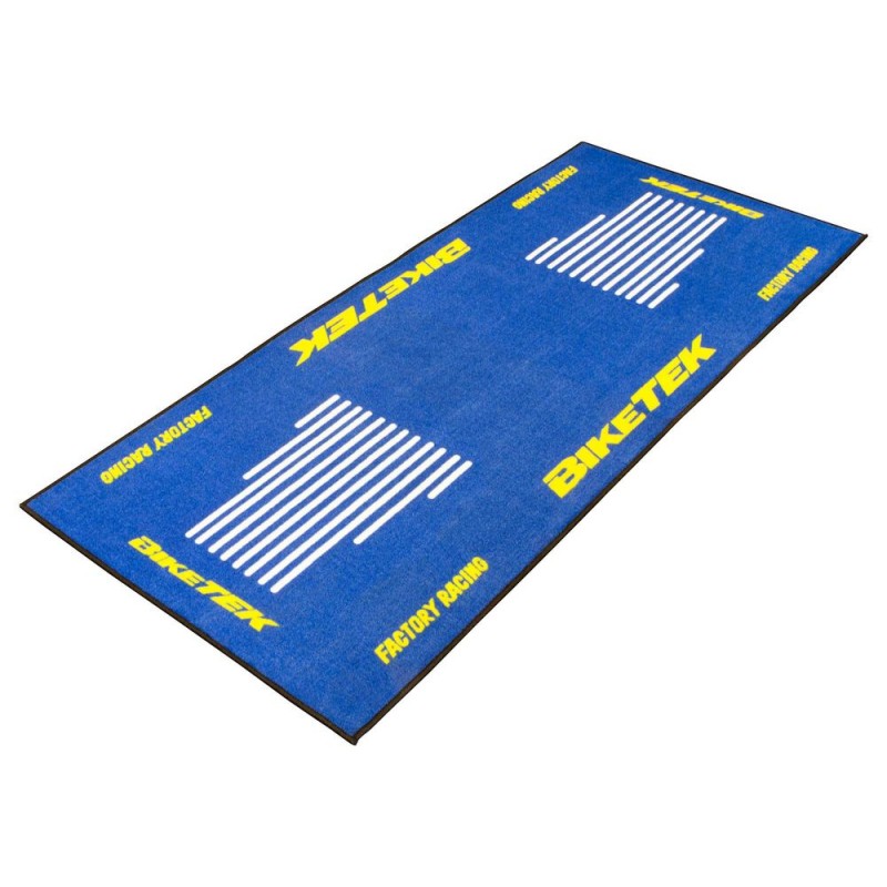 TAPIS DE GARAGE BIKETEK SÉRIE 3 BLEU BLANC JAUNE SANS LOGO 190 x 80 cm  1,52 m²