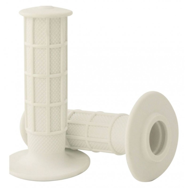 POIGNÉES MOTOCROSS BLANCHES 22 MM GAUCHE 25 MM DROITE 115 MM